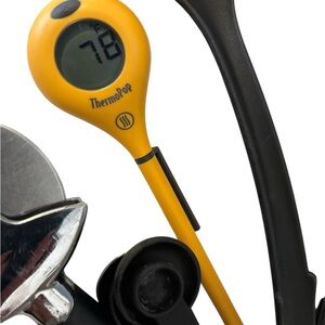 Sur La Table ThermoPop Yellow Thermometer and Kitchen Utensil Measuring Set